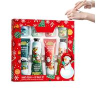 Christmas Hand Cream and Lip Balm Sets, 4 Pcs Moisturizing Hand Lotions and 4 Pcs Lip Balms, Christmas Hand Cream Gift for Women, Nourishing Lip Mask, Christmas Stocking Stuffers, Xmas Decor