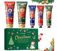 Christmas Hand Cream Gift Set, 3 PCS Xmas Hand Cream + 2 PCS Body Moisturiser, Designed Specifically for The Holidays, Ideal for Holiday Gifts and Travel-sized Items