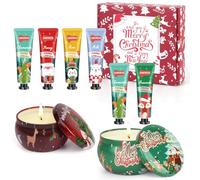 Christmas Hand Cream & Scented Candles Gift Set for Women, Soy Wax Aromatherapy Candles, Non-greasy Nourishing Hand Lotion, xmas Gifts for Her, Christmas Gifts Stocking Fillers (B, one size)