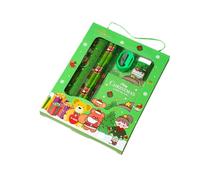 Christmas Handheld 6 Piece Set Student Stationery Set Children's Christmas Small Prizes Kindergarten Craft Table (Green, One Size)