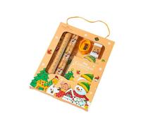 Christmas Handheld 6 Piece Set Student Stationery Set Children's Christmas Small Prizes Kindergarten Craft Table (Yellow, One Size)
