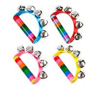 Christmas Handle Jingle Bells, Long Handle Sleigh Bells Cute Hand Shaking Bell Jingle Bells Instrument with Wooden Grip for Christmas Party Kids School Musical Performance