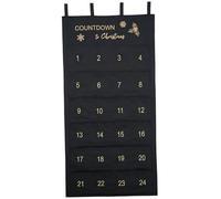 Christmas Hanging Advent Calendar 24x47'' 24-Bag Cloth Christmas Countdown Calendar Leaves Snowflake Advent for Decoration Celebration Black