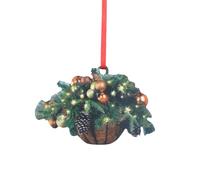 Christmas Hanging Basket Artificial Hanging Flowers For Outdoors With Frosted Pine Cones, Berry Clusters Realistic Fake Flowers For Courtyard Porch Decor, Christmas Basket