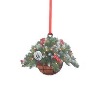 Christmas Hanging Basket Artificial Hanging Flowers For Outdoors With Frosted Pine Cones, Berry Clusters Realistic Fake Flowers For Courtyard Porch Decor, Christmas Basket
