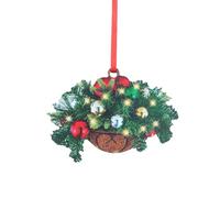 Christmas Hanging Basket Artificial Hanging Flowers For Outdoors With Frosted Pine Cones, Berry Clusters Realistic Fake Flowers For Courtyard Porch Decor, Christmas Basket