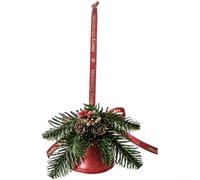 Christmas Hanging Bell Ornament Pinecone Accent Rustic Iron Holiday Decoration for Tree Wreath Door Red Gold Handcrafted Seasonal 1pc(I)