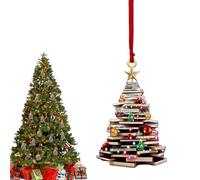 Christmas Hanging Book - Acrylic Book Tree Pendant, Christmas Book Tree Suncatcher Ornament, Christmas Tree Shape Bookshelf Pendant, Christmas Decorations for Party Book Decoration for the Holidays