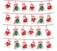 Christmas Hanging Countdown Felt Bag with Numbers 1 to 24, Felt Material Bag for Holiday Decor and Festive Small Item Organization (Numbers 1 to 24)