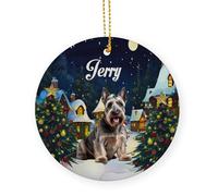 Christmas Hanging Decoration Brindle Scottish Terrier Dog Lover Ceramic Christmas Ornaments With Lanyard Ceramics Ornaments 7.3 Cm