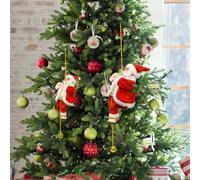 Christmas Hanging Decoration Electric Santa Claus Xmas Decorations 23cm Santa Claus with 1M Climbing Rope,Climbs Up and Down, Xmas Plush Doll Toy for Christmas Tree Pendants Hanging Ornaments