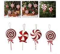 Christmas Hanging Decoration Featuring Large Sparkly Lollipop with Glitter Tinsel and Swirl Design for Festive Tree and Indoor Use (A large size)