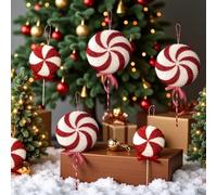 Christmas Hanging Decoration Featuring Large Sparkly Lollipop with Glitter Tinsel and Swirl Design for Festive Tree and Indoor Use (B small size)