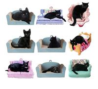 Christmas Hanging Decoration for Home | Black Cat Hanging Christmas Tree Decorations with Lanyard, Cute Cat Pendant on Sofa, Cat Decoration for Wedding, Birthday