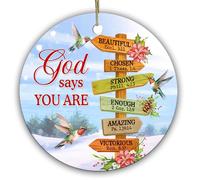 Christmas Hanging Decoration God Says You Are Christianty With Hummingbirds Book Ceramic Christmas Ornaments Hanging Decorations With Lanyard For Indoor Family Party