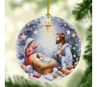 Christmas Hanging Decoration Nativity Jesus Was Born Birth Of Christ Faith Ceramic Christmas Ornaments Tree Decorations With Lanyard For Indoor Party Holiday