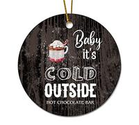 Christmas Hanging Decorations Christmas Hot Cocoa Baby It'S Cold Outside Ceramic Ornaments With Rope Customized Keepsake
