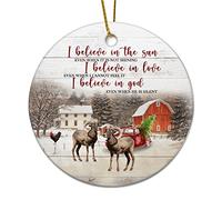 Christmas Hanging Decorations Farm Animals I Believe In The Sun Even When It Is Not Shining Ceramic Hanging With Holes With Rope Keepsake