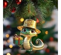 Christmas Hanging Decorations - Tree Snake Gift Box Pattern Acrylic Ornament, 2025 Trees Pendant for Xmas New Year Party Supplies