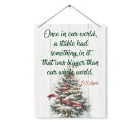 Christmas Hanging Decorative Sign,Cs Lewis Quotes,Bible Art Sign,Christmas Decor,Christmas Tree Decor, farmhouse Winter Sign 8x10 inch - Decor