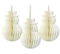 Christmas Hanging Honeycomb Decorations Packs Santa Hats Trees Puddings Snowman Novelty Festive Decoration (3 x Honeycomb Snowman Baubles)