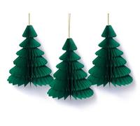 Christmas Hanging Honeycomb Decorations Packs Santa Hats Trees Puddings Snowman Novelty Festive Decoration (3 x Christmas Tree Baubles)