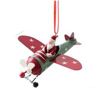 Christmas hanging iron ornament combining Santa, snowman, reindeer, and airplane elements, equipped with rotatable propeller for added festive appeal and durability (A)