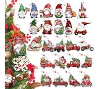 Christmas Hanging Ornament, Christmas Decorations, 24 Pcs Unique Cute Wooden Ornaments, for Xmas Home Party, Enhances Holiday Spirit (Wooden Gnome)