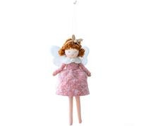 Christmas Hanging Ornament Featuring Celestial Girl Motif in Soft Cloth, Designed for Tree Decoration with a Minimalist and Contemporary Style Touch (Pink)