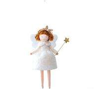 Christmas Hanging Ornament Featuring Celestial Girl Motif in Soft Cloth, Designed for Tree Decoration with a Minimalist and Contemporary Style Touch (White)