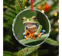 Christmas Hanging Ornament - Peace Tree Frog Christmas Tree Ornaments Winter Holiday Decor, Round Crystal Glass Xmas Decor for Tree, Fireplace Mantel, Winter (3.1 Inch)