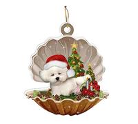 Christmas Hanging Ornaments Lovely Shell Dog Acrylic Pendant For Tree Car Interior Decoration New Year Kid Gift Christmas Hanging Ornaments