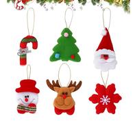 Christmas Hanging Ornaments Set of 6 Fabric Art Xmas Tree Decoration DIY Handmade Pendant Personalised 3D Craft Embellishments with String for Festival Home Parties Car Hanging Signs