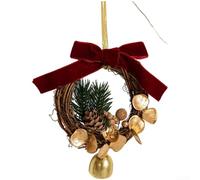 Christmas Hanging Pendant with Bell, Bow, Pinecone, and Berry Accents for Tree and Car, Featuring Various Length Strings and Seasonal Design Elements (Style C)