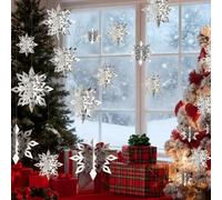 Christmas Hanging Snowflake Decorations,18pcs 3D Christmas Snowflake Hanging Decorations, Winter Ceiling Decor for Xmas Holiday New Year Party Home Decor
