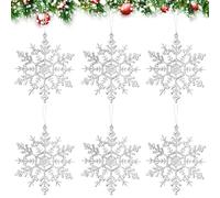Christmas Hanging Snowflake Decorations, Christmas Glitter Snowflake Ornaments Christmas Trees Winter Hanging Decoration Xmas Party Supplies (5inchs/13cm) Y3DXH (silver)
