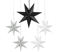 Christmas Hanging Star, 5 Pcs Paper Star Decorations Hanging, 7 Points Paper Stars Christmas Hanging, Pointed Hanging Star Decoration for Wedding Christmas Party DIY