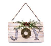 Christmas Hanging Wall Sign - JOY Letters in Wooden Frame, 20x40cm Decorative Plaque, Holiday Wall Art for Home,Door,Wall, Festive Christmas Décor