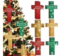 Christmas Hanging Wooden Cross Decoration, 24/48 Pcs Christian Nativity Scene Christmas Ornaments, Wooden Cross Christmas Tree Home Hanging Decor, Christian Encouragement Inspirational Gift (24PCS)