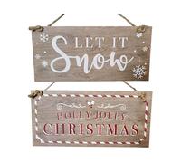 Christmas Hanging Wooden Signs 2 Pack, Holly Jolly Christmas Sign, Let It Snow Sign, Rustic Indoor Christmas Decoration, Wooden Christmas Sign, Indor Christmas Decoration, 25cm x 12cm