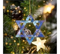 Christmas Hanukkah Acrylic Ornament, Hanukkah Decorations Christmas Tree Decorations, Jewish Decor Hanukkah Decor Menorah Star of David Hang Pendant,Premium Jewish Christmas Ornaments (A)