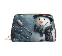 Christmas Happy Snowman 1 Printed Cosmetic Bags for Women Mom, Small PVC Leather Travel Makeup Bag Cute Gifts Toiletry Bag with Zipper