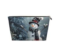 Christmas Happy Snowman 1 Printed Travel Cosmetic Bags with Gold Zipper Makeup Organizer Cosmetic Case Toiletry Bag for Women Mom Girls