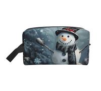 Christmas Happy Snowman 1 Prints Makeup Bags for Women Girls Large Capacity Zipper Cosmetic Bag Travel Toiletry Bag Organizer with Handle