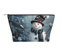 Christmas Happy Snowman 1 Prints Trapezoid Makeup Bag Travel Cosmetic Organizer with Foam Padding for Gym, Office, and Weekend Trips
