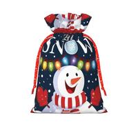 Christmas, Happy Snowman Christmas Gift Bags With Drawstring, Reusable Gift Wrapping Bags For Xmas Holiday M Red Christmas Ribbon