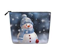Christmas Happy Snowman Cosmetic Bag for Women- Portable Travel Organiser, Toiletry Bag with Zip Closure