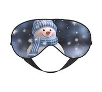Christmas Happy Snowman Double-Sided Silk Sleep Mask, Adjustable Light Blocking Eye Mask for Travel, Men & Women, Soft Comfortable Blindfold 20x10cm