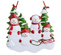 Christmas Happy Snowman Family Pendant For Tree Party Home Front Door Decoration Resin Ornament Accessories Christmas Pendant Decoration