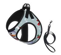 Christmas Happy Snowman Print Dog Harness Leash Set Reflective Pet Harness Puppy Vest Suitable Dogs Cats Small Breeds